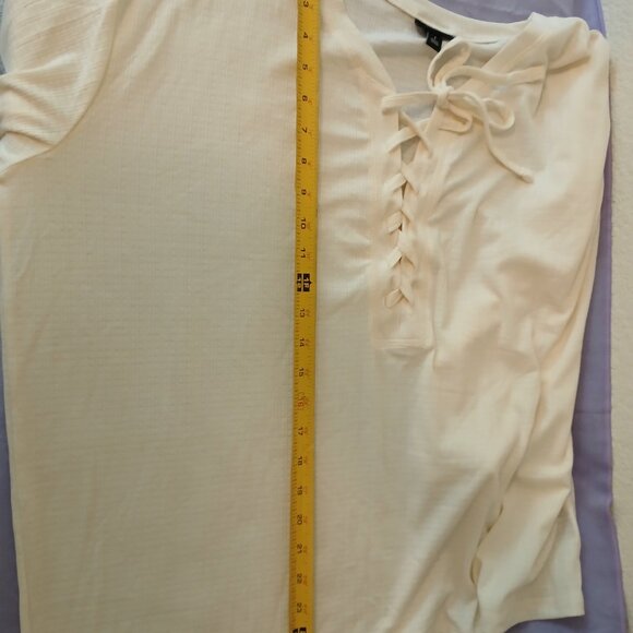 *Host Pick* Torrid Beige Texture Jersey Lace-Up Drop Shoulder Top, 1x NWOT - Picture 7 of 10